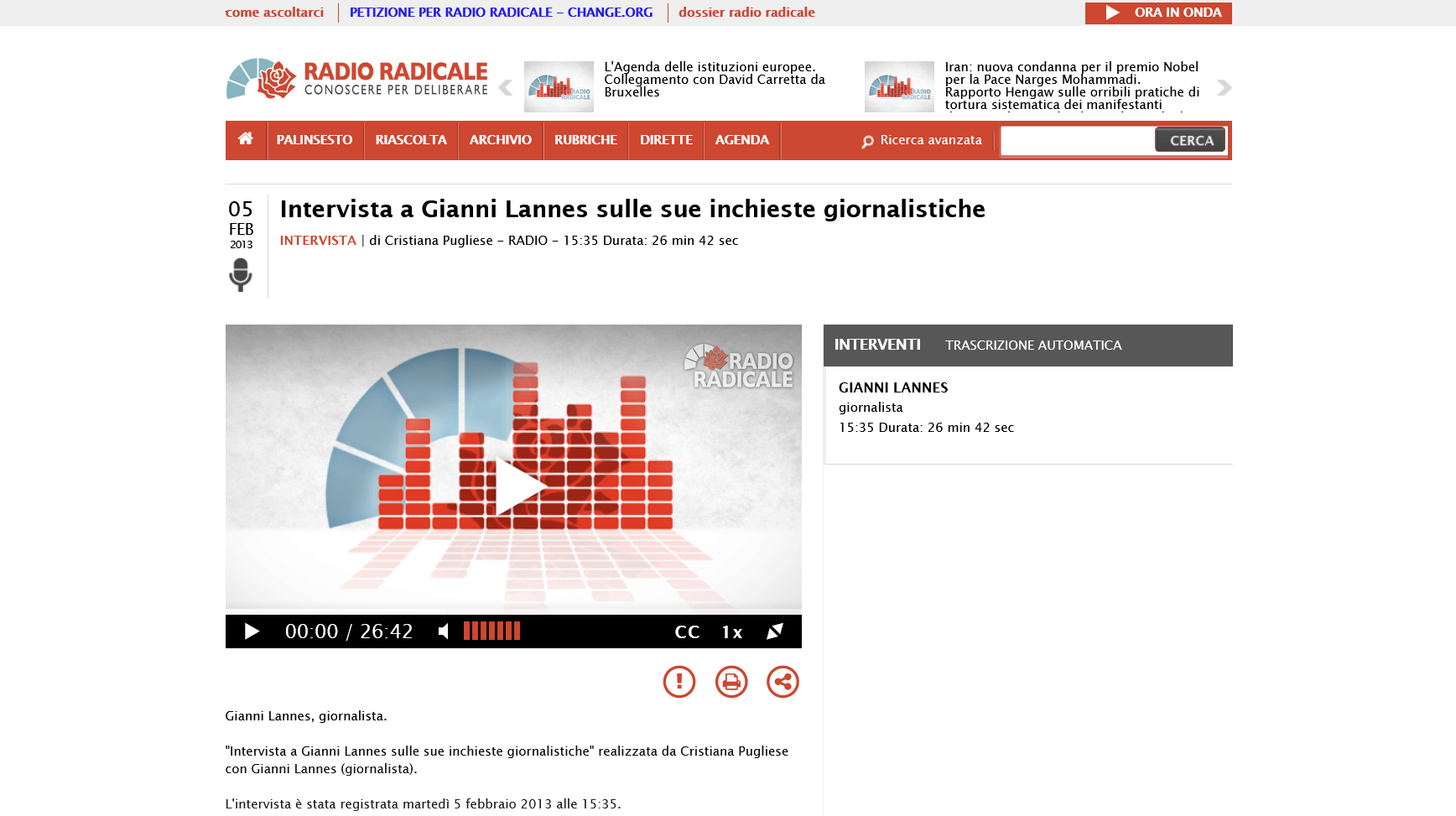 Redicale GIANNI LANNES: RADIO RADICALE – Gianni Lannes